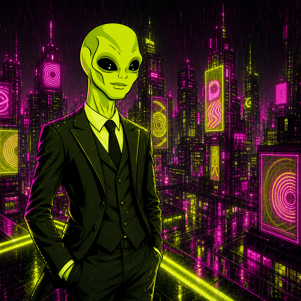 ALIENHOOD — neon rooftop legend